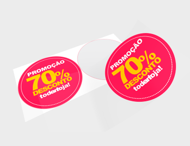 Adesivo para Vitrine Transparente 2x Redondo 59,5x59,5cm - 4x0 - 1 unid