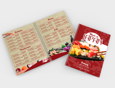 Cardápio Wire-o com 18 Páginas em PVC 0,76mm Fosco Frente e Verso 21,5x29cm - 4x4 - 25 unid