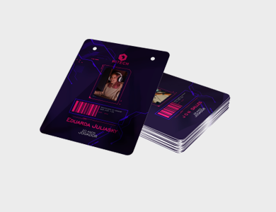 Credencial com Dois Furos Dados Variáveis PVC 0,3mm branco 11,5x14cm - 4x1 - 1 unid