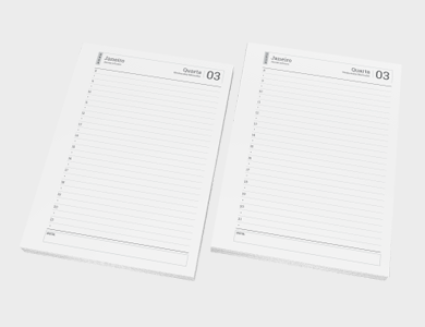 Miolo de Agenda A6 Sulfite 75g PB - Modelo Diária 2025 - 1x1 - 50 unid